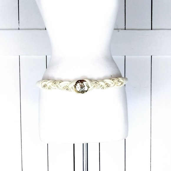 Vintage braided gold disc beaded rope belt - Picture 5 of 6